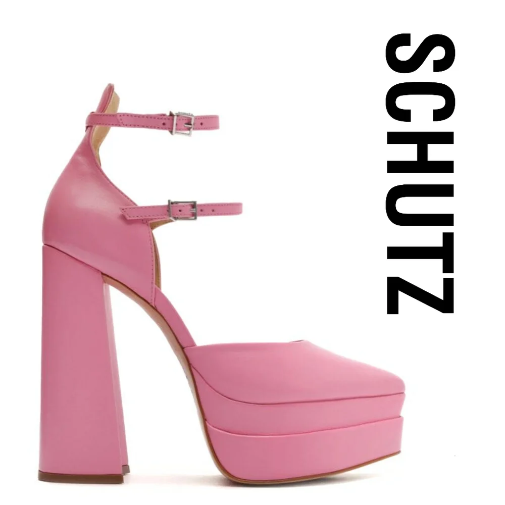 SCHUTZ - Elysee Pink - Size 6 Chunky Platform Heels